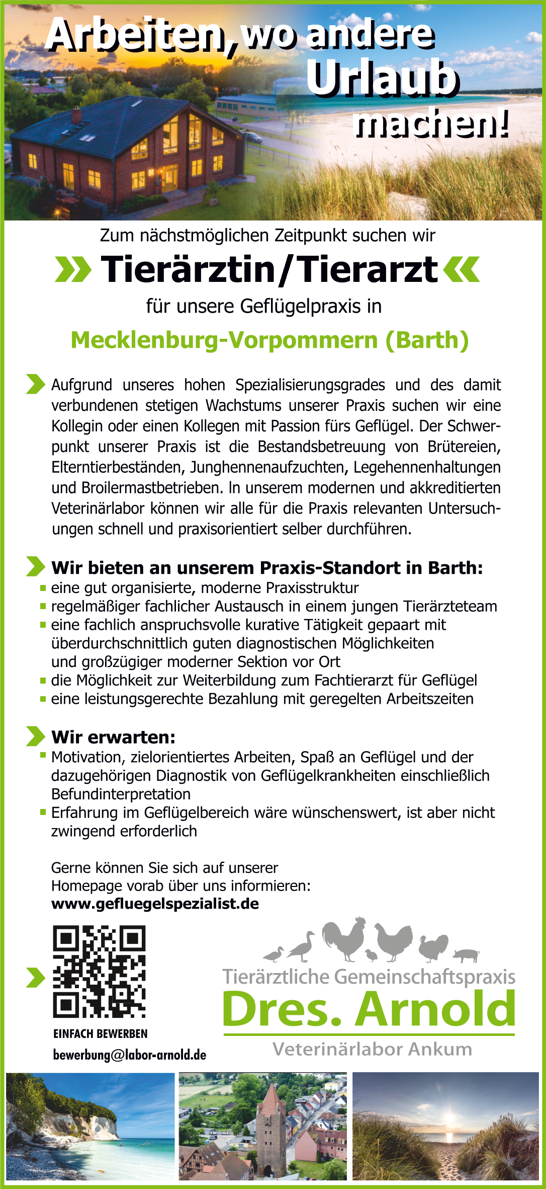 Tierärztin/Tierarzt für unsere Geflügelpraxis in Mecklenburg-Vorpommern (Barth)